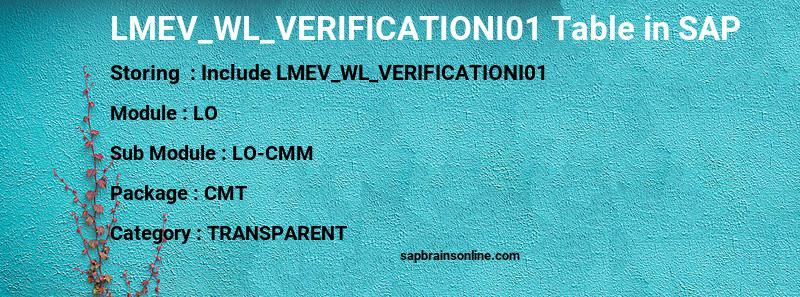 SAP LMEV_WL_VERIFICATIONI01 table