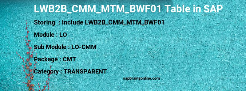 SAP LWB2B_CMM_MTM_BWF01 table