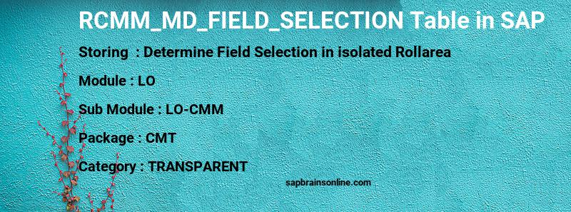 SAP RCMM_MD_FIELD_SELECTION table