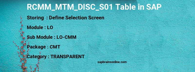 SAP RCMM_MTM_DISC_S01 table