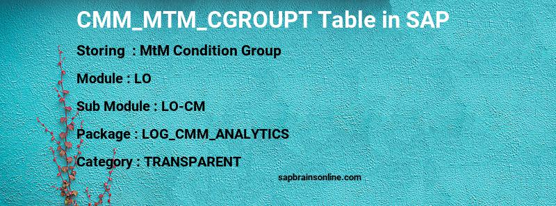 SAP CMM_MTM_CGROUPT table