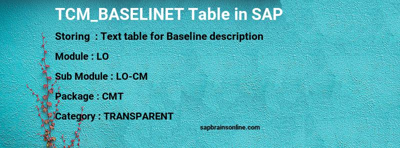 SAP TCM_BASELINET table