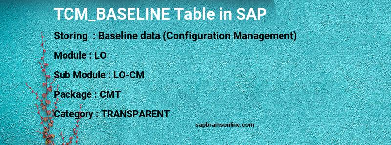 SAP TCM_BASELINE table