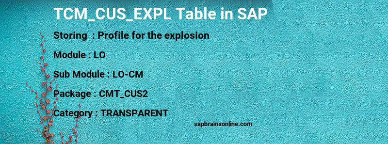 SAP TCM_CUS_EXPL table