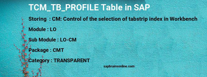 SAP TCM_TB_PROFILE table