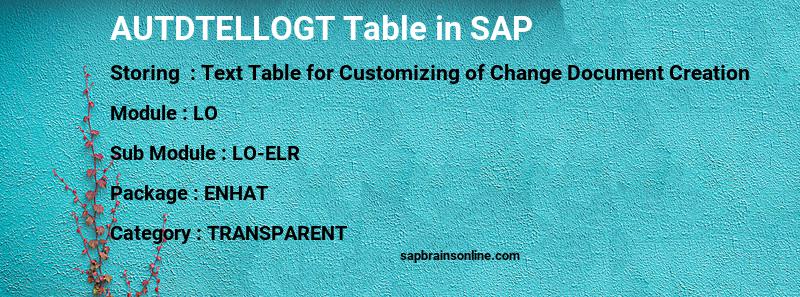 SAP AUTDTELLOGT table