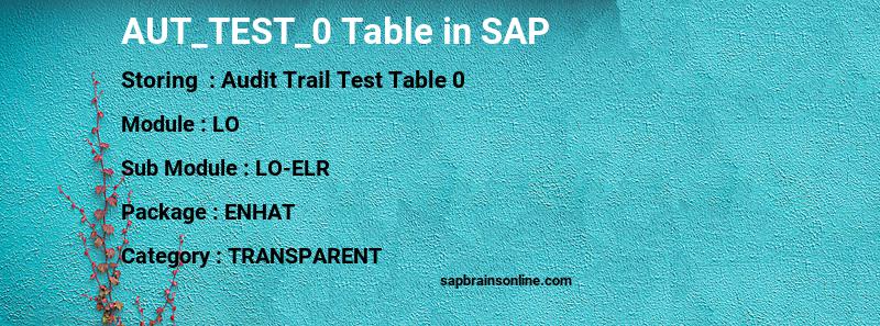 SAP AUT_TEST_0 table