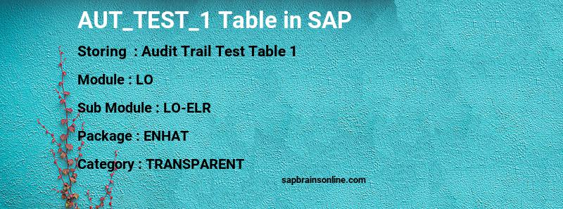 SAP AUT_TEST_1 table