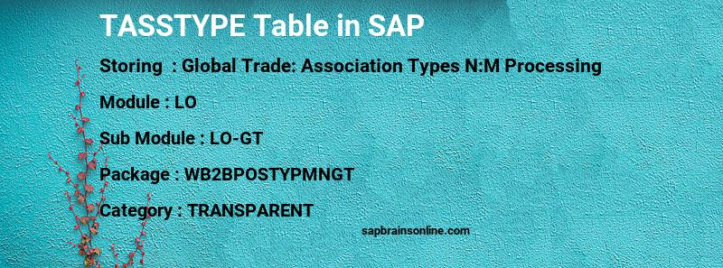 SAP TASSTYPE table