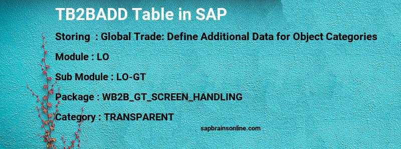 SAP TB2BADD table