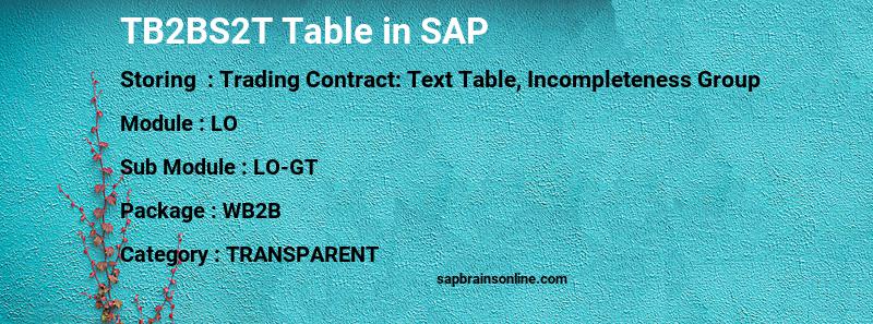 SAP TB2BS2T table