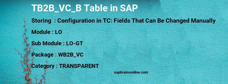 SAP TB2B_VC_B table