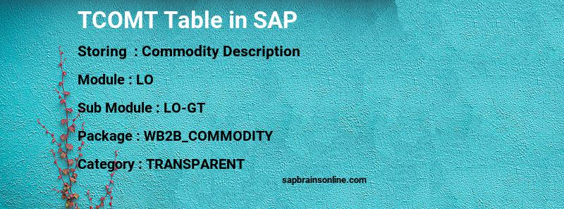 SAP TCOMT table
