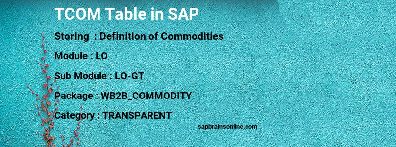SAP TCOM table