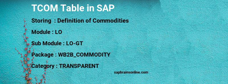 SAP TCOM table