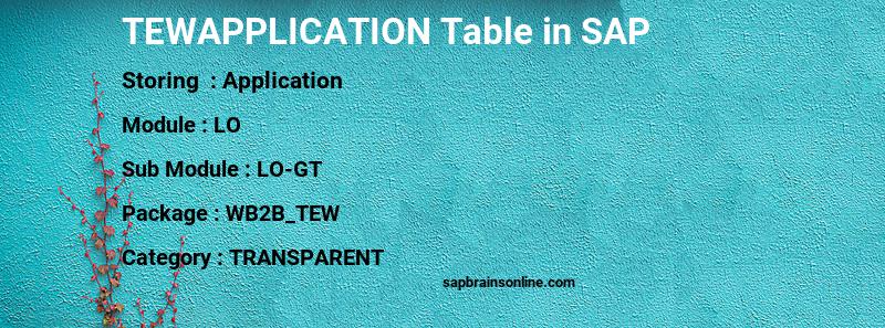 SAP TEWAPPLICATION table