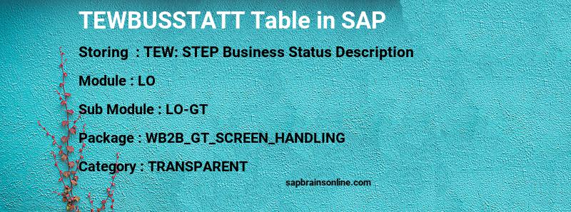 SAP TEWBUSSTATT table