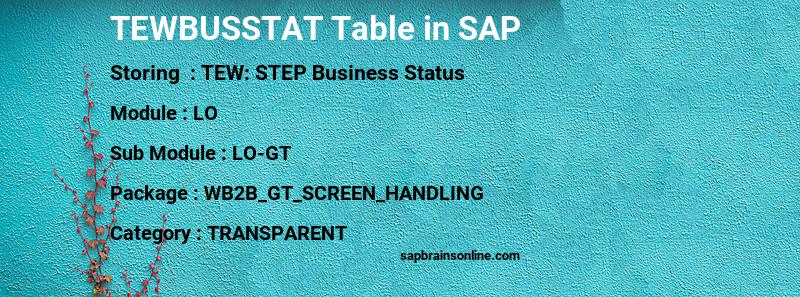SAP TEWBUSSTAT table