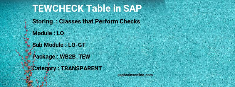 SAP TEWCHECK table