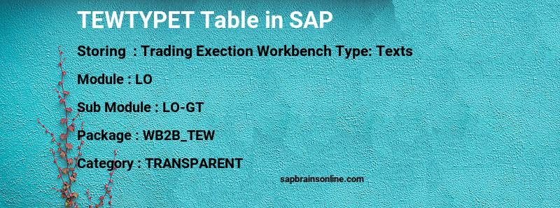SAP TEWTYPET table