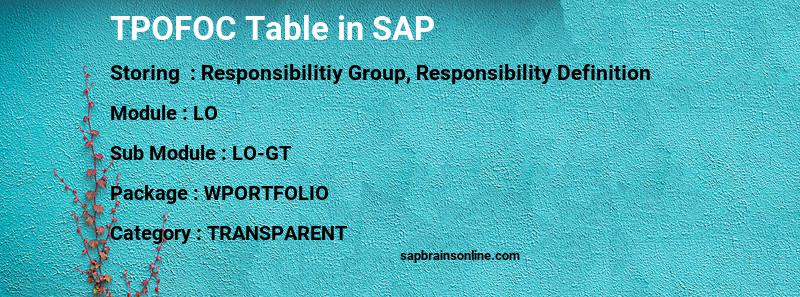 SAP TPOFOC table