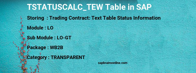 SAP TSTATUSCALC_TEW table