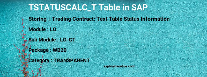 SAP TSTATUSCALC_T table