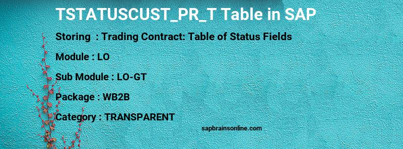 SAP TSTATUSCUST_PR_T table