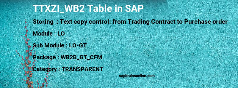 SAP TTXZI_WB2 table