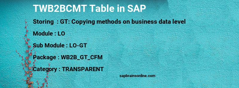 SAP TWB2BCMT table