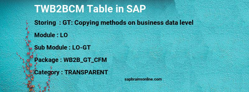 SAP TWB2BCM table