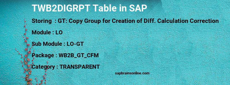 SAP TWB2DIGRPT table