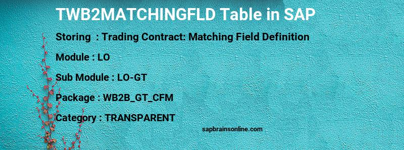 SAP TWB2MATCHINGFLD table