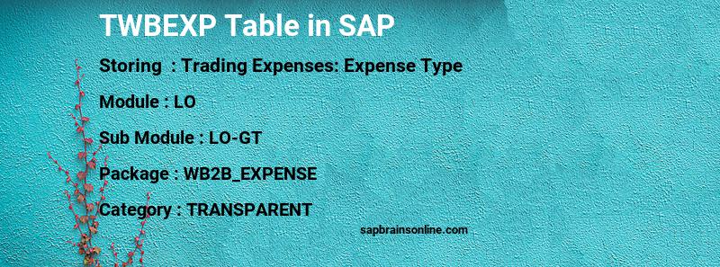 SAP TWBEXP table