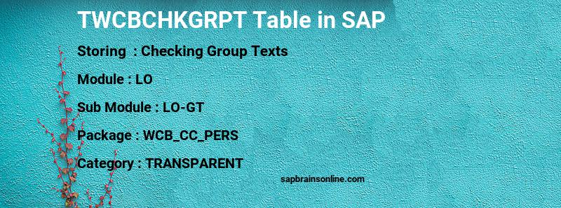 SAP TWCBCHKGRPT table