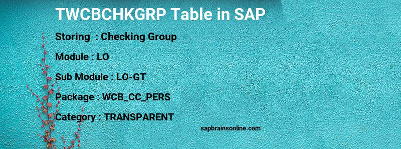 SAP TWCBCHKGRP table