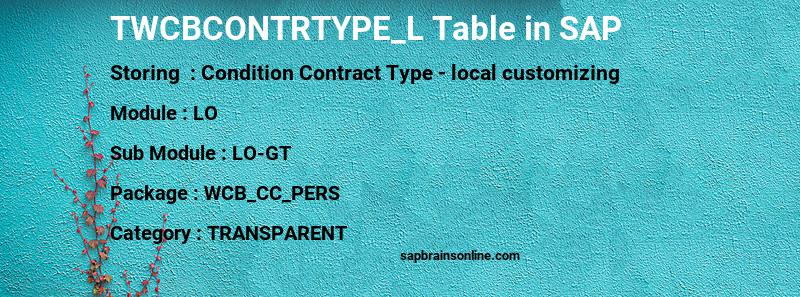 SAP TWCBCONTRTYPE_L table