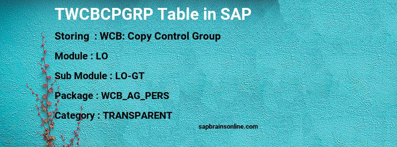 SAP TWCBCPGRP table