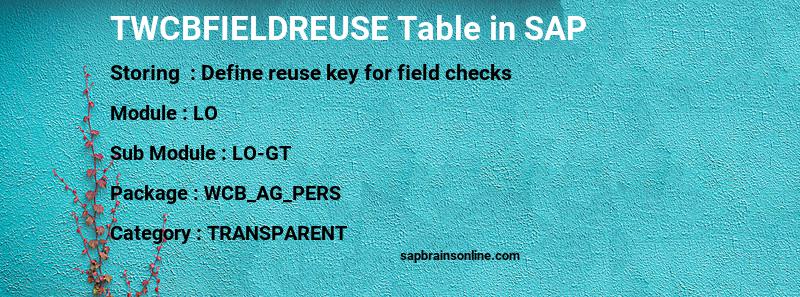 SAP TWCBFIELDREUSE table