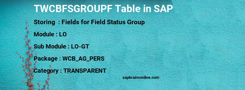 SAP TWCBFSGROUPF table