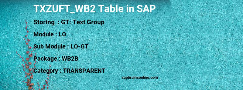 SAP TXZUFT_WB2 table