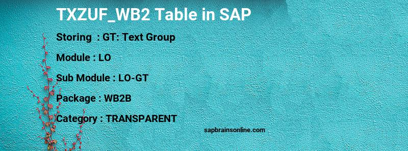 SAP TXZUF_WB2 table