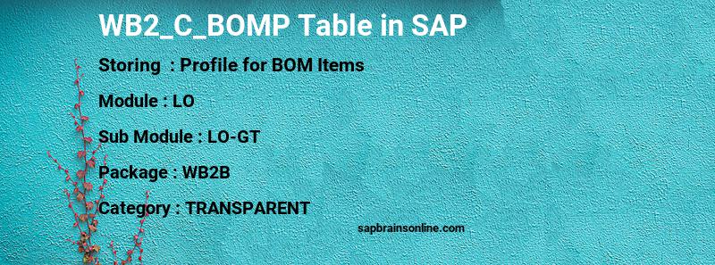 SAP WB2_C_BOMP table