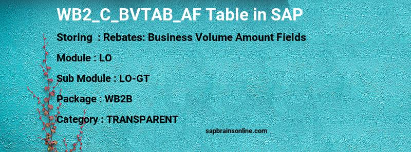 SAP WB2_C_BVTAB_AF table