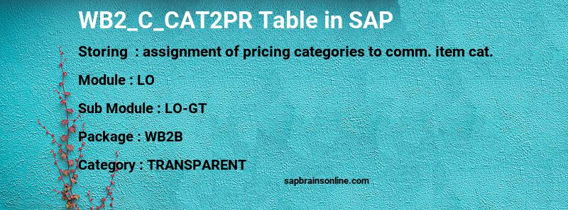 SAP WB2_C_CAT2PR table