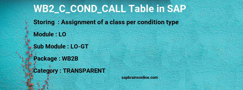 SAP WB2_C_COND_CALL table