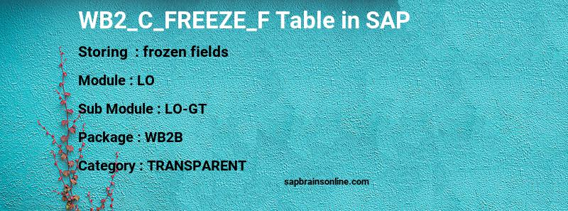 SAP WB2_C_FREEZE_F table