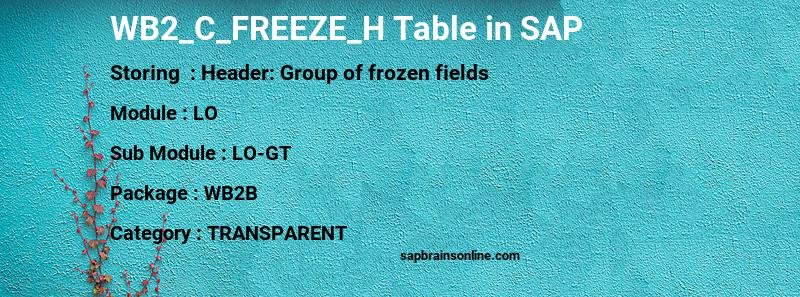 SAP WB2_C_FREEZE_H table
