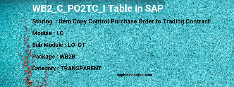 SAP WB2_C_PO2TC_I table