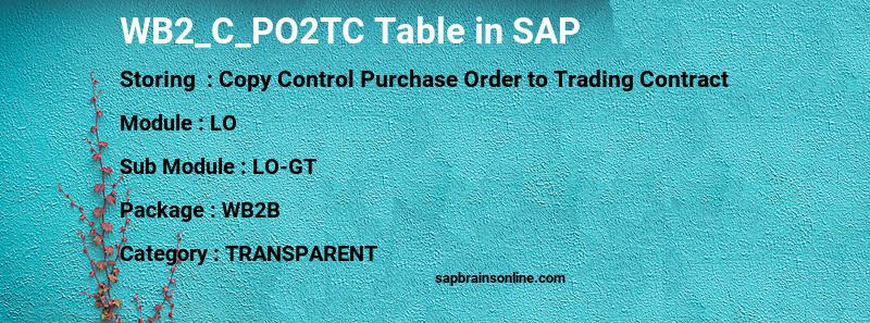 SAP WB2_C_PO2TC table